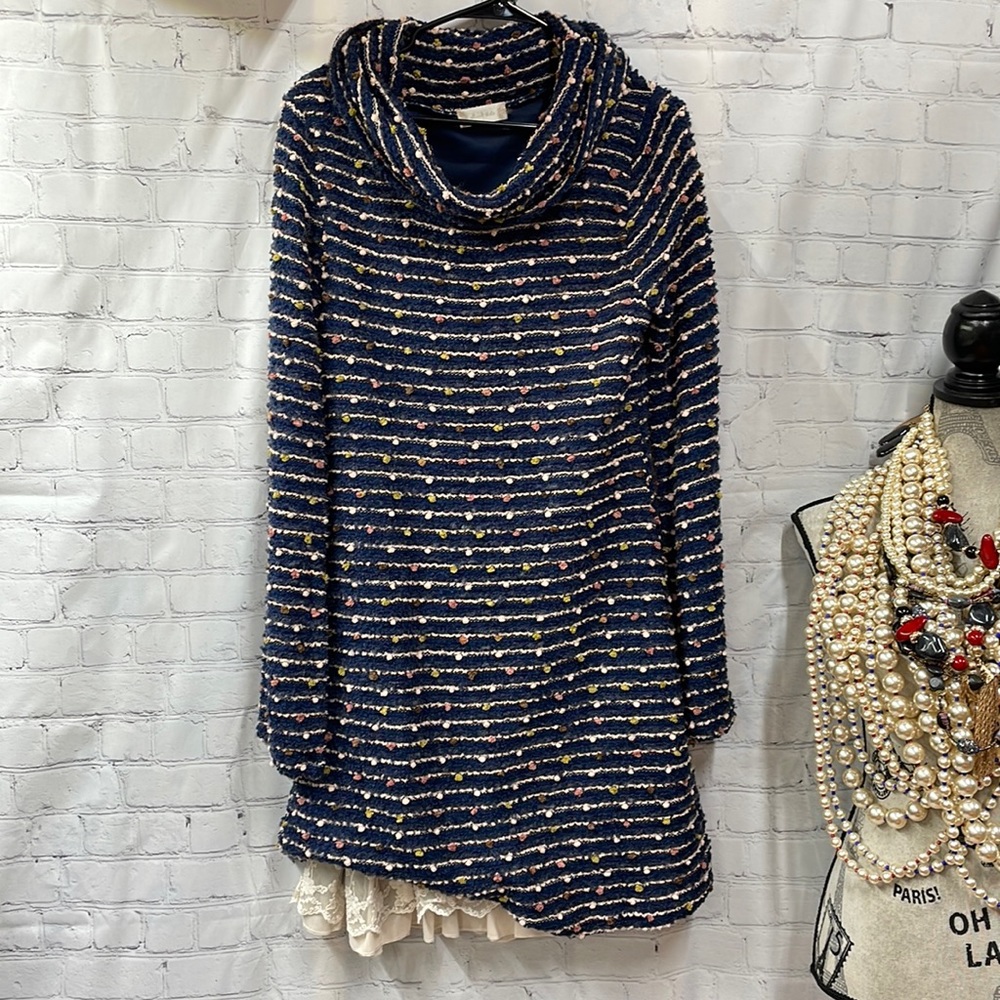 Altar’d State cowl neck pom pom lace hem size large dress